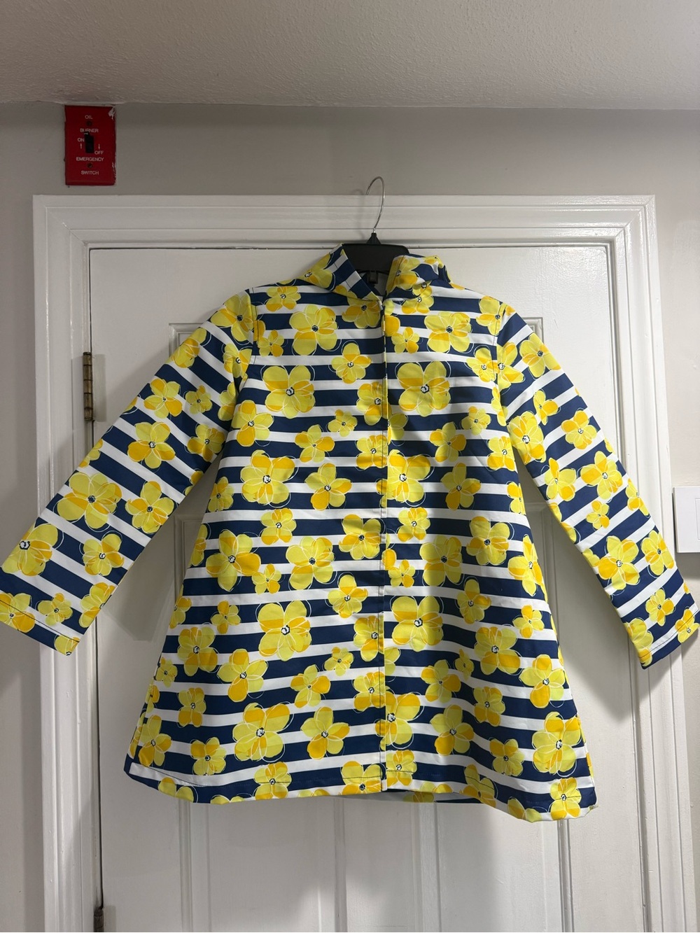 Gymboree - Girls Yellow Floral Stripe Raincoat